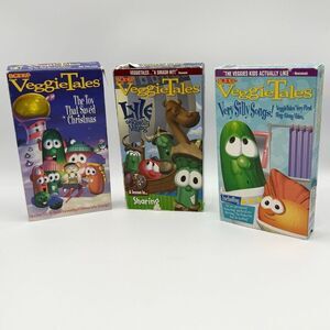Veggie Tales Vintage Lot 3 VHS Y2K 2002/3 The Toy That Saved Christmas, Lyle The